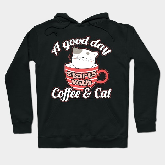 Cat and Coffee Kitty Mom Cat Lady Hoodie by aneisha